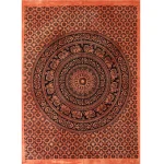 Orange Elephant Mandala Print Beach Yoga Mat - Image 2