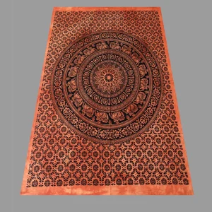 Orange Elephant Mandala Print Beach Yoga Mat - Image 3