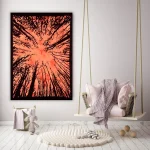 Orange Forest Tree Printed Cotton Tapestry