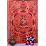 Orange Lord Buddha Printed Cotton Tapestry