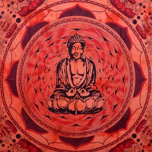 Orange Lord Buddha Printed Cotton Tapestry - Image 2