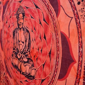 Orange Lord Buddha Printed Cotton Tapestry - Image 3