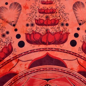 Orange Lord Buddha Printed Cotton Tapestry - Image 4