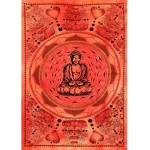 Orange Lord Buddha Tapestry Indian Wall Hanging - Image 2