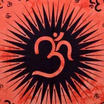 Orange Om Mandala Print Cotton Tapestry - Image 2