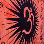 Orange Om Mandala Print Cotton Tapestry - Image 3