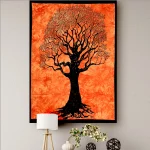 Orange Tapestry Home Decor Tree of life Poster