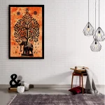 Orange Wall Hanging Tree Of Life Elephant Tapestry