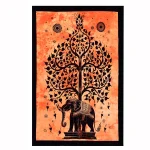 Orange Wall Hanging Tree Of Life Elephant Tapestry - Image 2