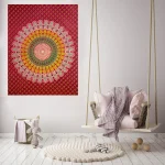 Peacock Mandala Wall Decor Maroon Poster