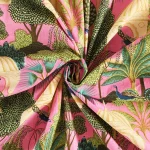 Pink Peacock Pavilion Print Cotton Fabric - Image 3