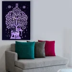 Purple Color Elephant Mandala Print Cotton Tapestry