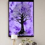 Purple Tree of Life Print Cotton Tapestry