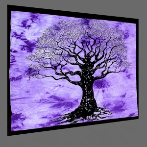 Purple Tree of Life Print Cotton Tapestry - Image 3