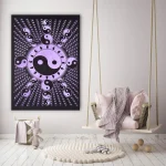 Purple Yin Yang Wall Hanging Poster Cotton Tapestry