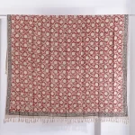 Red Beige Floral Printed Handloom Cotton Thorw - Image 6