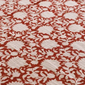 Red Beige Floral Printed Handloom Cotton Thorw - Image 7