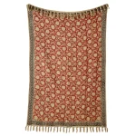 Red Beige Floral Printed Handloom Cotton Thorw - Image 5