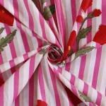 Red Floral Print Women Dress Making Fabric