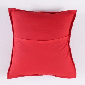 Red Patchwork Embroidered Square Cushion Cover 16" - Image 5