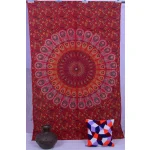Red Peacock Mandala Printed Tapestry Wall Decor