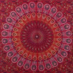 Red Peacock Mandala Printed Tapestry Wall Decor - Image 2