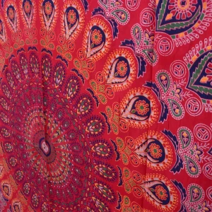 Red Peacock Mandala Printed Tapestry Wall Decor - Image 5