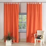 Room Door Window luxury Rust Cotton Curtains - Image 2