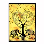 Running Yellow Elephant Tree Of Life Heart Tapestry - Image 2
