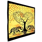 Running Yellow Elephant Tree Of Life Heart Tapestry - Image 3