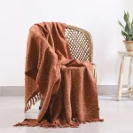 Rust Abstract Print Cotton Sofa Throw 50"x70" Inch