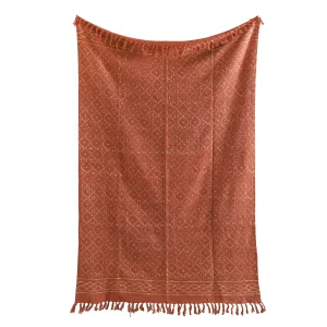 Rust Abstract Print Cotton Sofa Throw 50"x70" Inch - Image 3