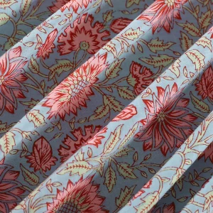Sanganer Handmade Floral Print Cotton Fabric - Image 3