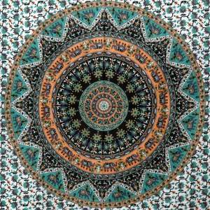 Sea Green Elephant Mandala Printed Home Decorative Tapestry - Image 3