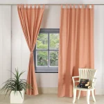 SET OF 2 Washed Cotton Tab Top Light Filtering Terracotta Curtains