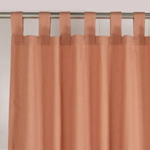SET OF 2 Washed Cotton Tab Top Light Filtering Terracotta Curtains - Image 3