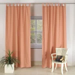 SET OF 2 Washed Cotton Tab Top Light Filtering Terracotta Curtains - Image 2