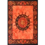 Sun And Moon Printed Cotton Orange Tapestry - Image 2