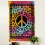 Tie Dye Peace Sign Cotton Wall Hanging / Table cover