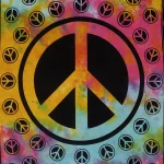 Tie Dye Peace Sign Cotton Wall Hanging / Table cover - Image 3
