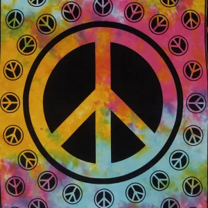 Tie Dye Peace Sign Cotton Wall Hanging / Table cover - Image 3