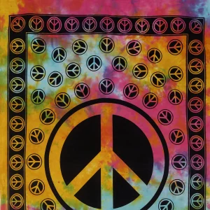 Tie Dye Peace Sign Cotton Wall Hanging / Table cover - Image 4