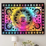Tie & Dye Sun and Moon Print Cotton Wall Hanging