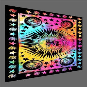 Tie & Dye Sun and Moon Print Cotton Wall Hanging - Image 3