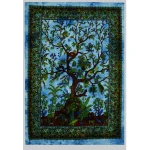 Tree Of Life Large Indian Turquoise Tie Dye Wall Hanging