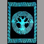 Turquoise Celtic Tree Of Life Print Cotton Tapestry - Image 2