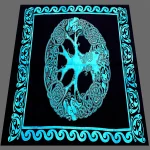 Turquoise Celtic Tree Of Life Print Cotton Tapestry - Image 3