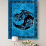Turquoise Dragon Mandala Tapestry