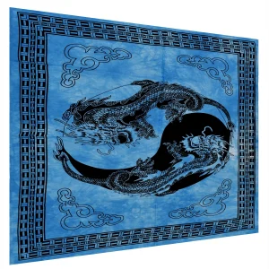 Turquoise Dragon Mandala Tapestry - Image 3