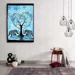 Turquoise Elephant Heart Tree of Life Printed Poster